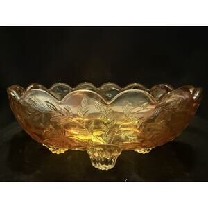 Floragold Louisa Iridescent Footed Bowl Depression Glass
